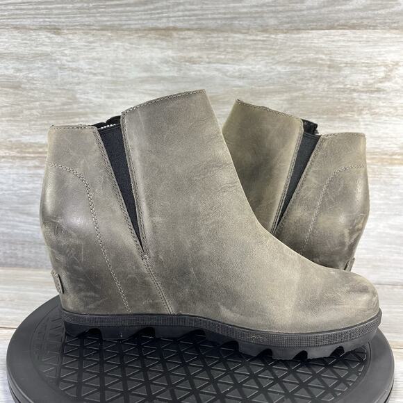 Sorel Women's Joan of Arctic Wedge II Zip Up Gray Leather Boots Size 9 - Picture 8 of 9